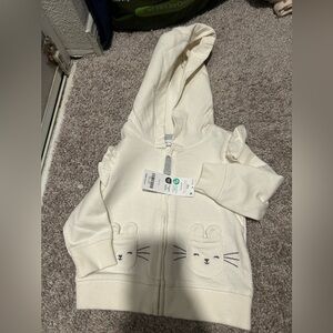 Cozy Cream Kids Hoodie with Cute Cat Design- 6 month- nwt